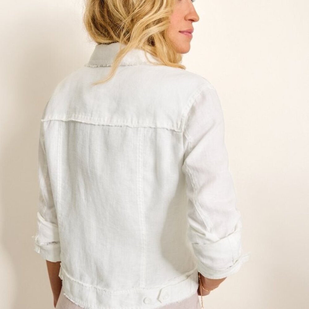 Tommy Bahama Women’s Jacket White Linen Two Palms Raw Edge $138 MSRP w/ GB logo